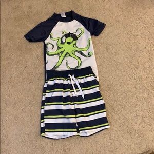 Gymboree matching swim shirt and swim trunks